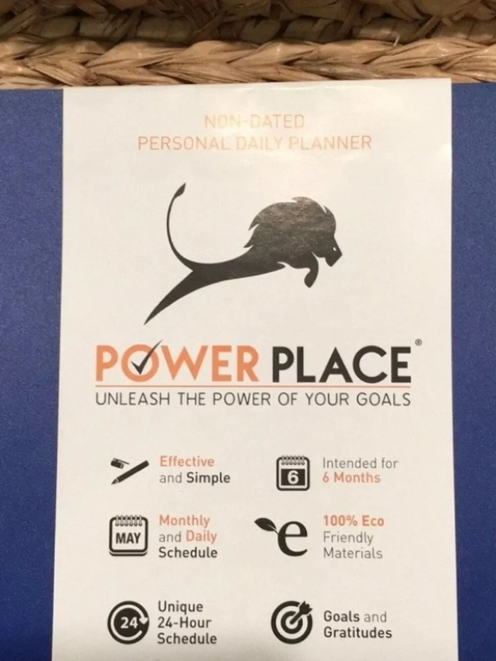 Power Place Personal Daily Planner Non-Dated 6 Months 8.5x11 Blue